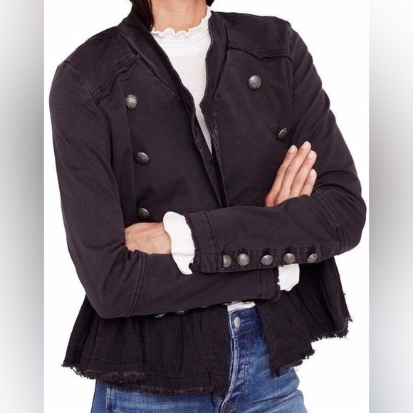 Free People Jackets & Blazers - Free People Black Military Style Jacket Size Large